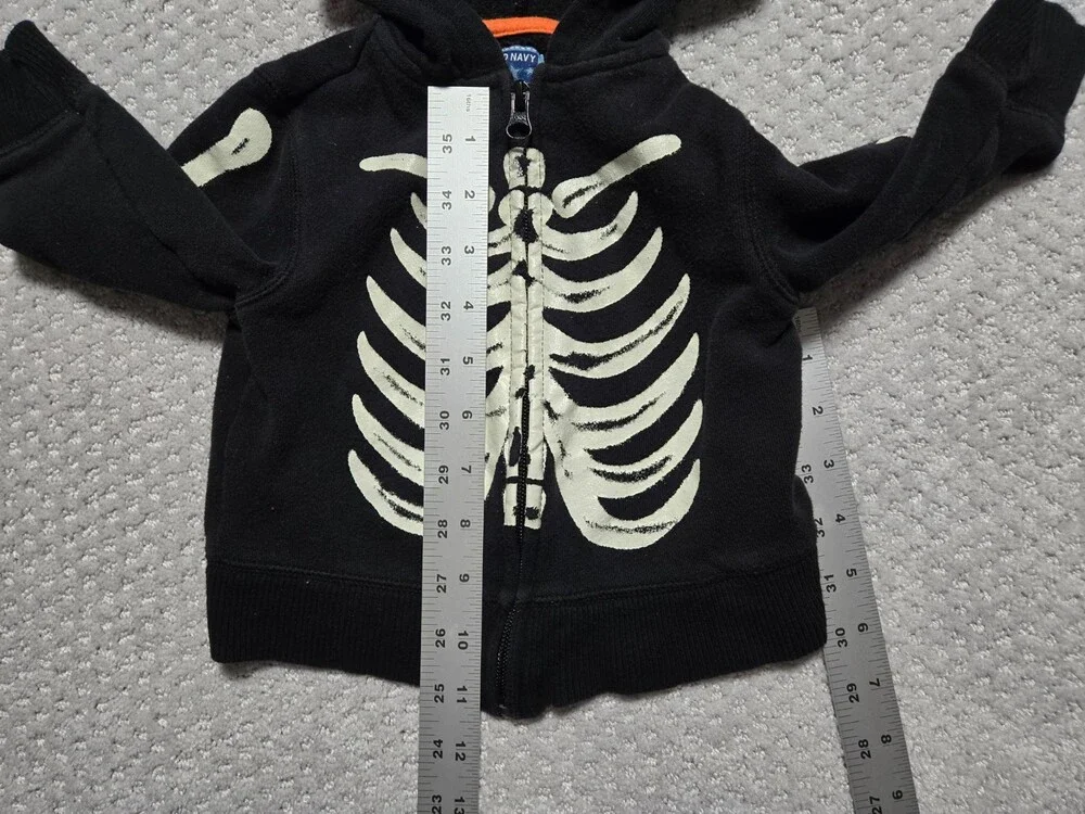 Halloween Old Navy Critter Hood Skeleton 18-24 Months ~ Black & Glow in the Dark